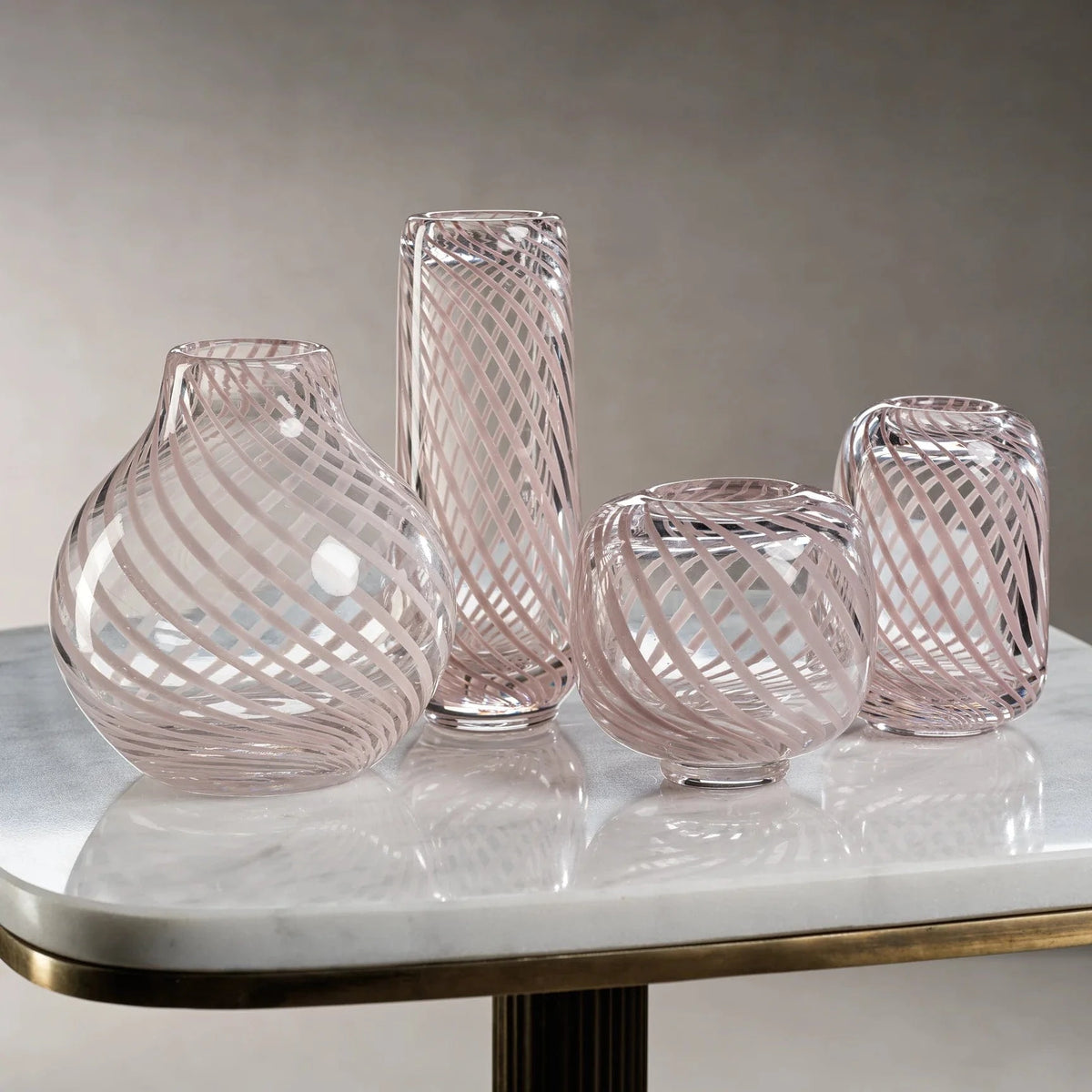 Zodax Claire Clear Bud Vase with Blush Swirl - Round Vases CH-7249