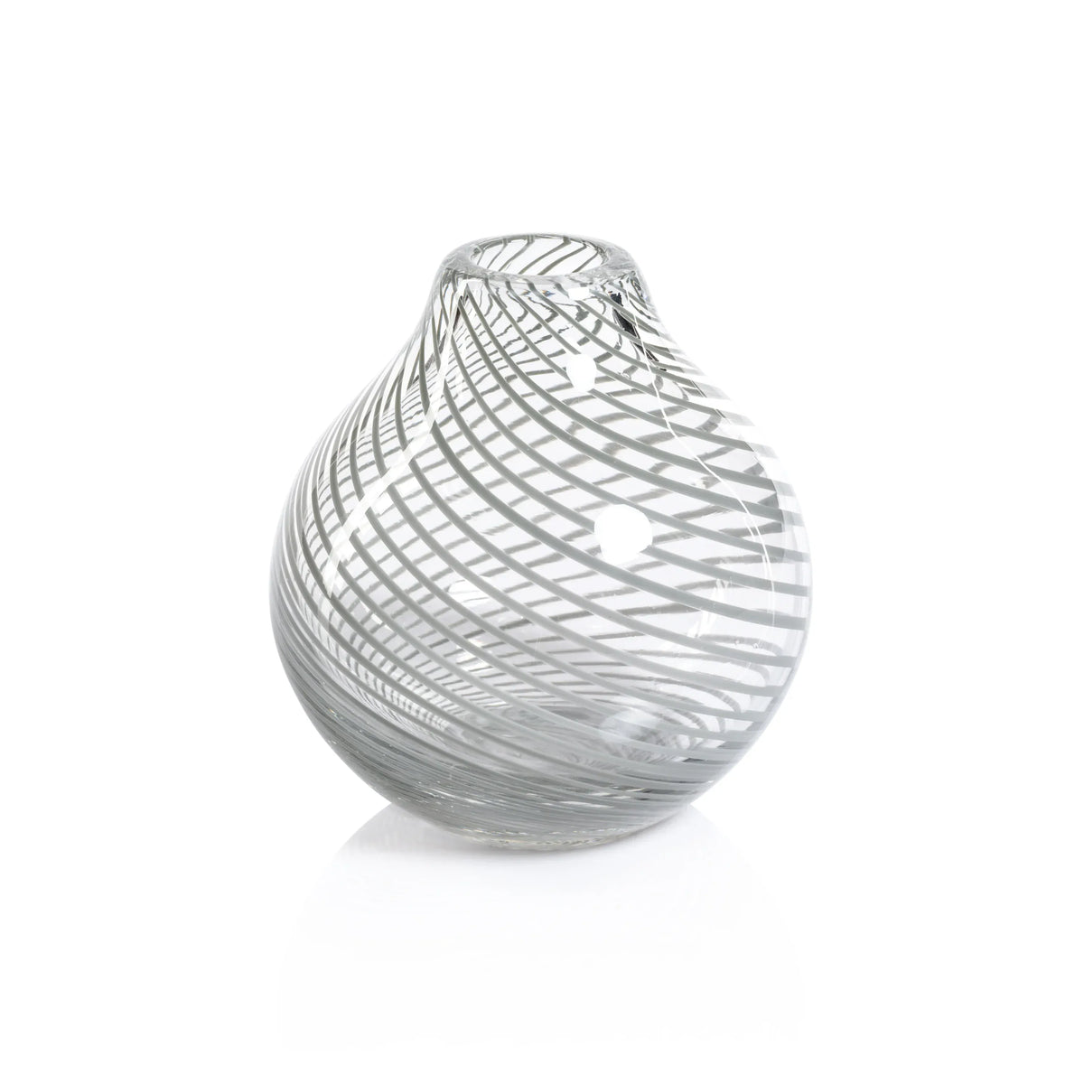 Zodax Claire Clear Bud Vase with Sea Green Swirl - Onion Vase CH-7254