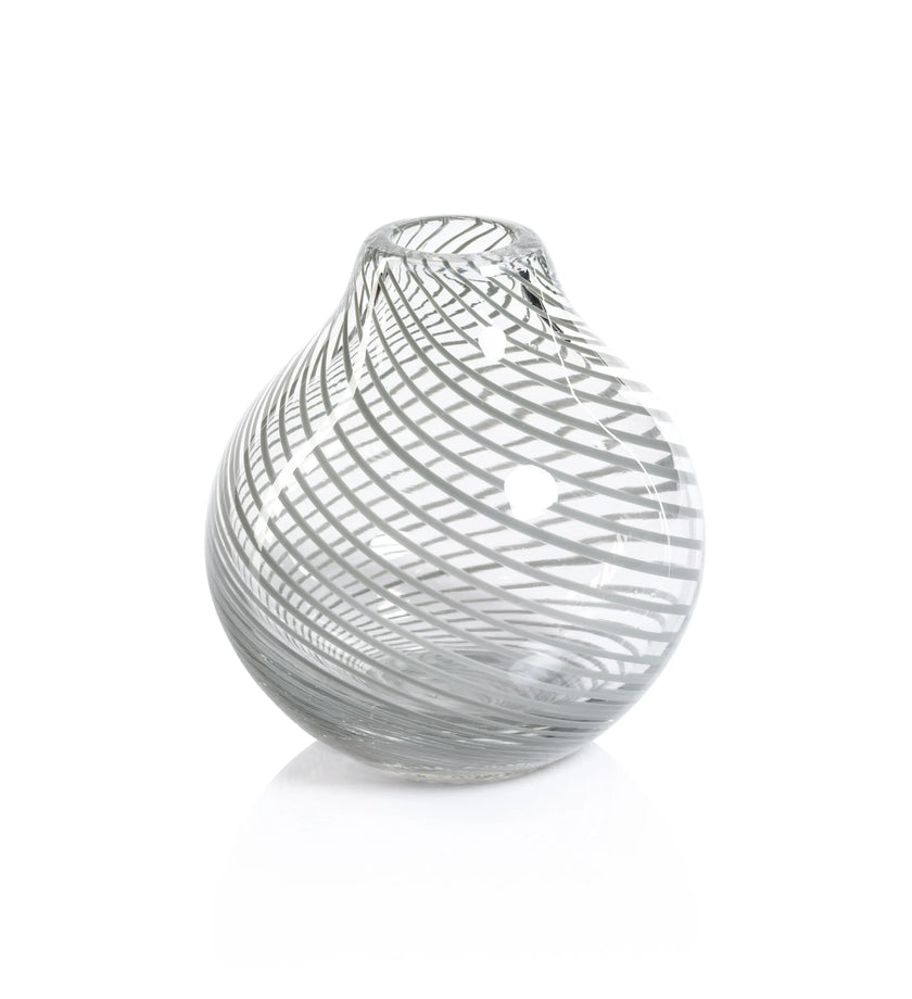 Claire Clear Bud Vase with Sea Green Swirl - Onion