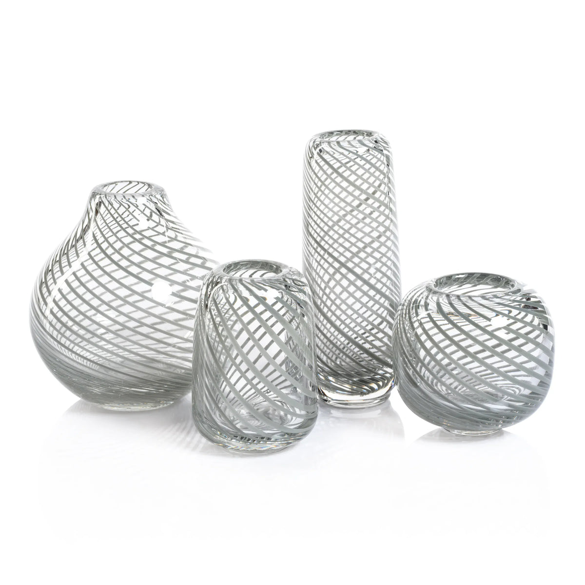 Zodax Claire Clear Bud Vase with Sea Green Swirl - Tall Narrow Vase CH-7255