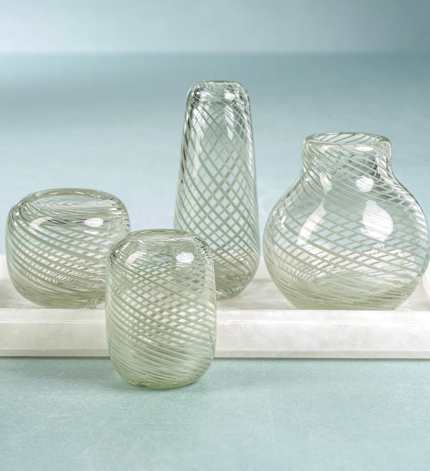 Claire Clear Bud Vase with Sea Green Swirl - secondary