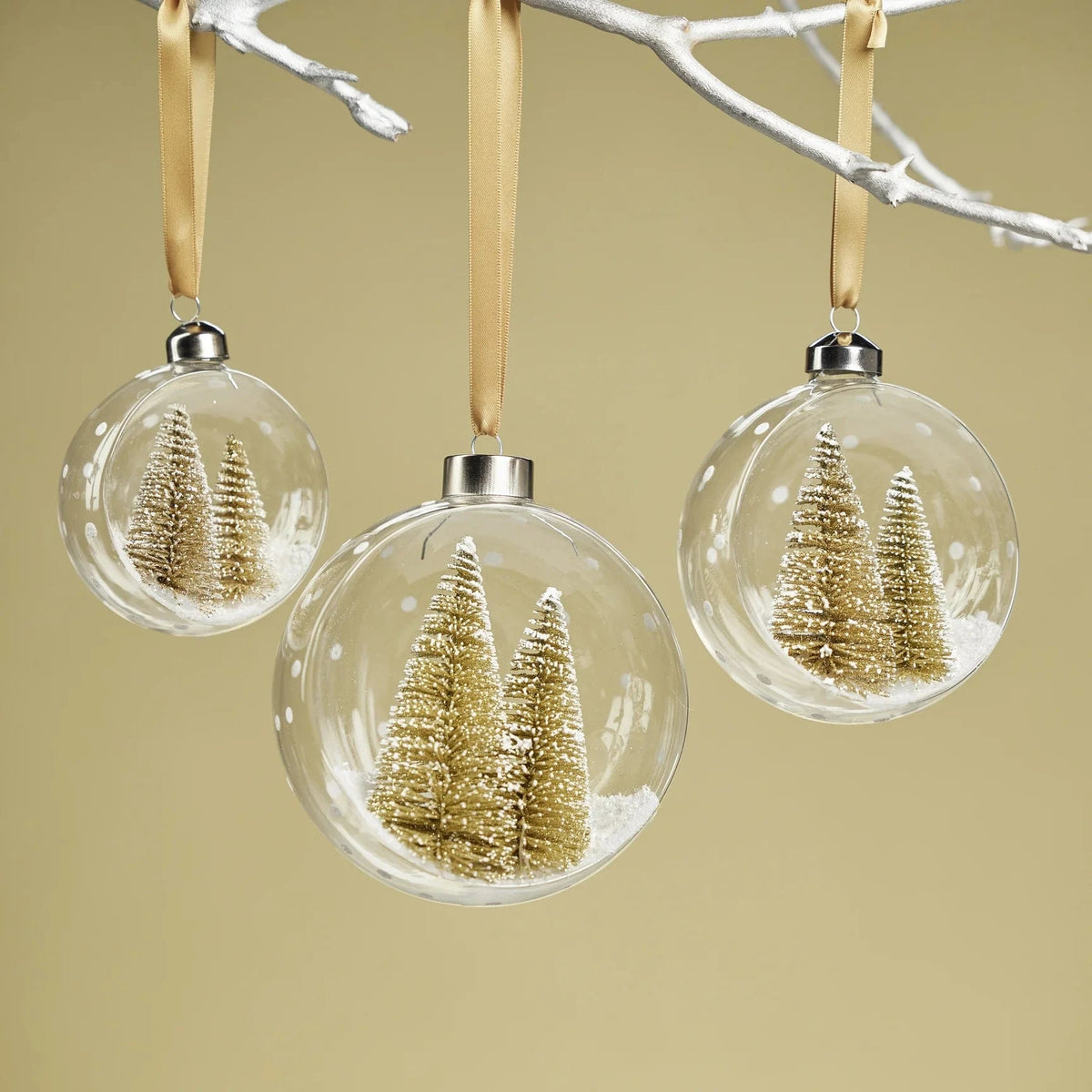 Zodax Clear Glass Ornament with Pine Trees Holiday Ornaments
