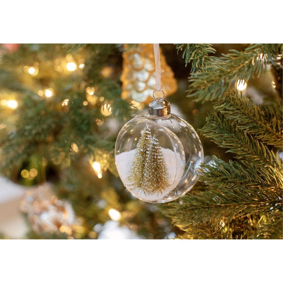 Zodax Clear Glass Ornament with Pine Trees Holiday Ornaments