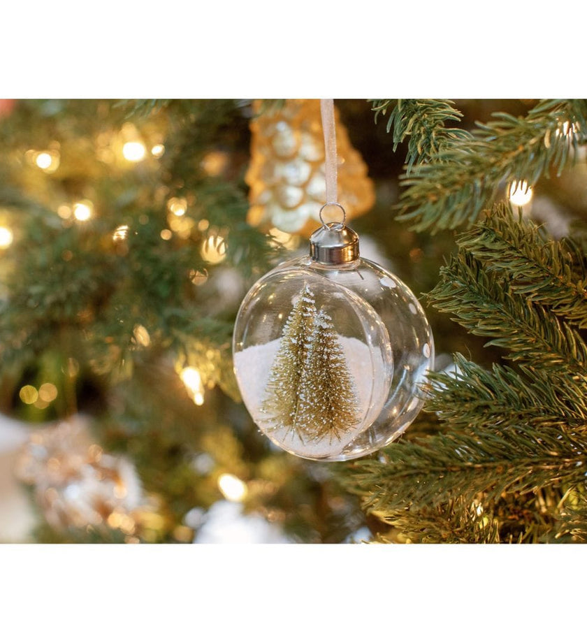 Clear Glass Ornament with Pine Trees - secondary