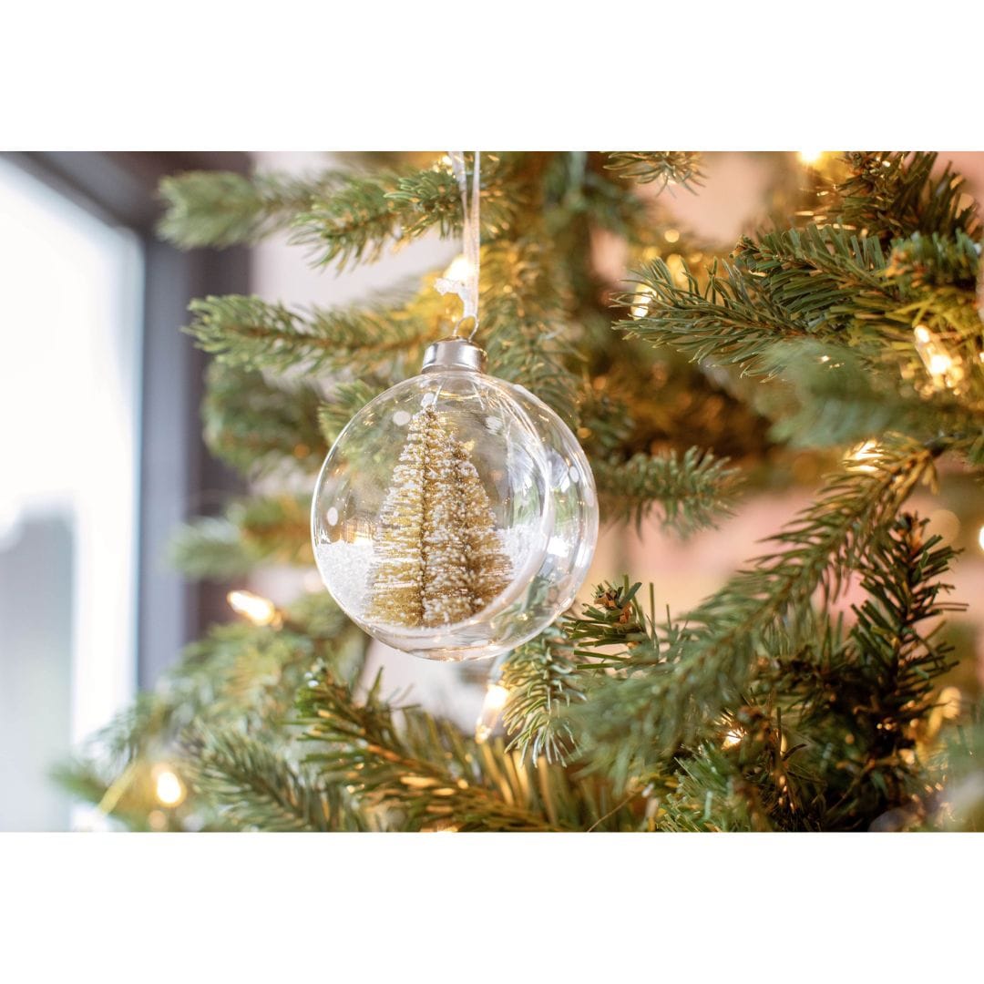 Zodax Clear Glass Ornament with Pine Trees Holiday Ornaments