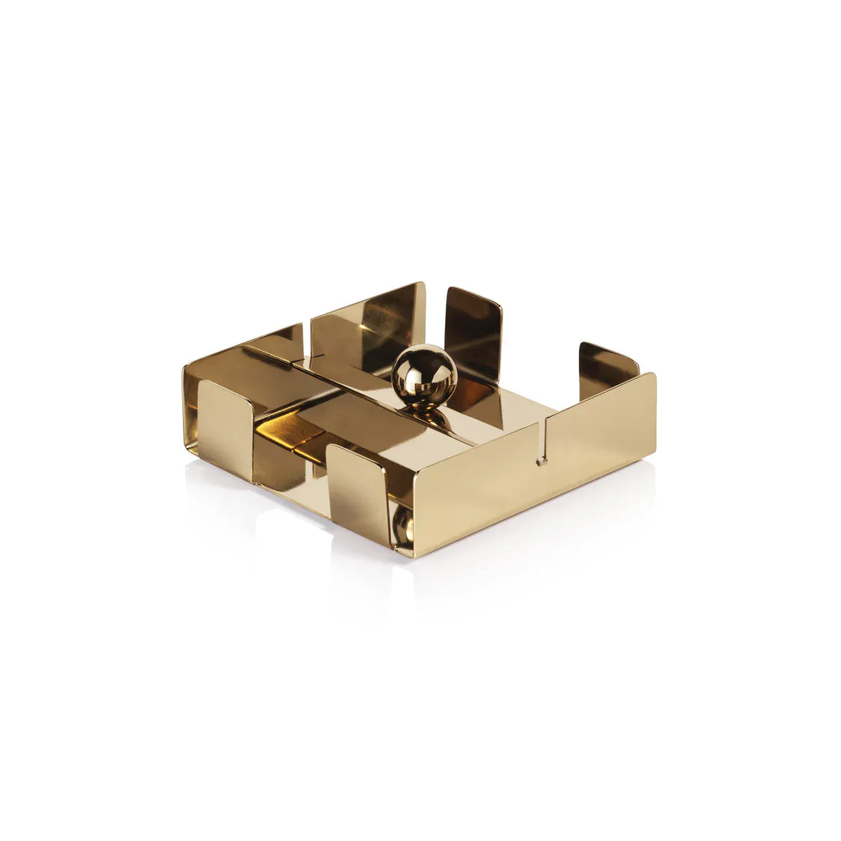 Zodax Cocktail Napkin Basso Napkin Holder - Polished Gold Napkin Holders IN-8190