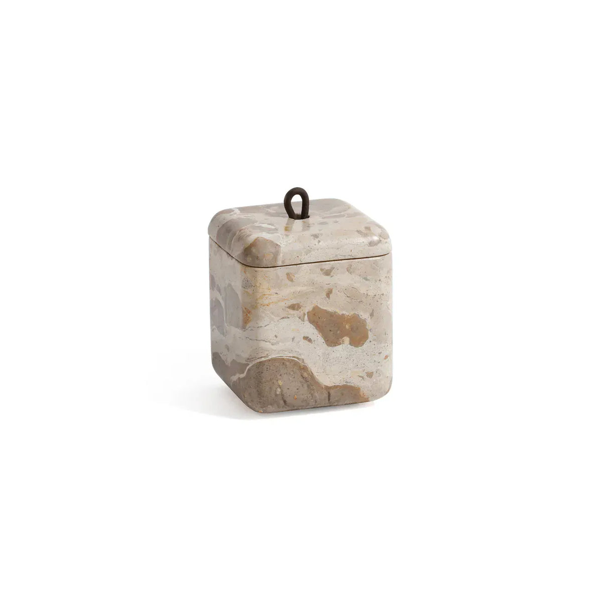 Zodax Crema Fossil Marble Lidded Vanity Jar Vanity Jar IN-8535