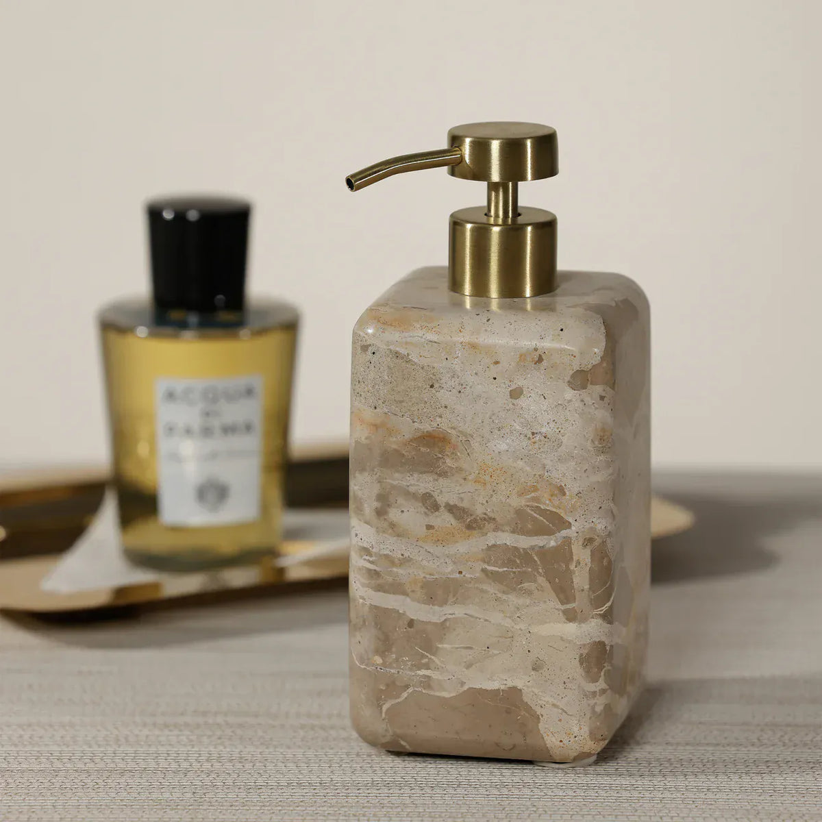 Zodax Crema Fossil Marble Soap and Lotion Dispenser Soap & Lotion Dispensers IN-8537