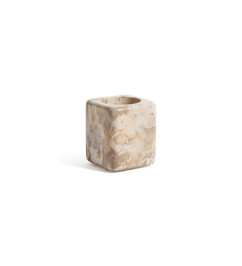 Crema Fossil Marble Vanity Jar