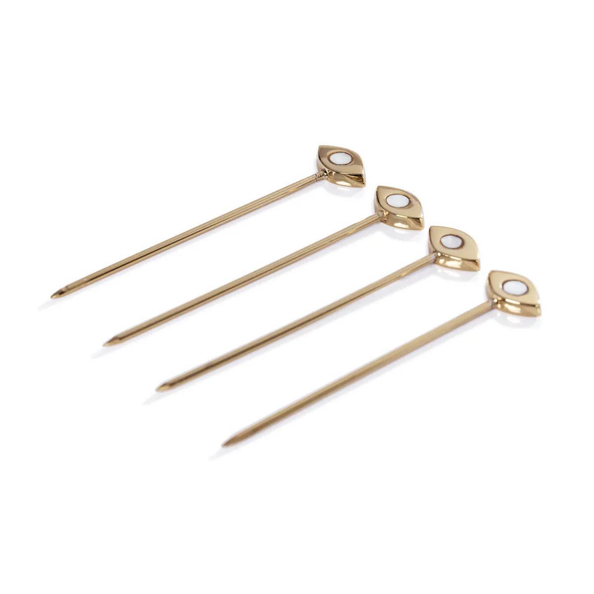 Zodax Evil Eye Set with 4 Cocktail Picks - Gold Alloy with Mother of Pearl Accent Cocktail Picks IN-8229