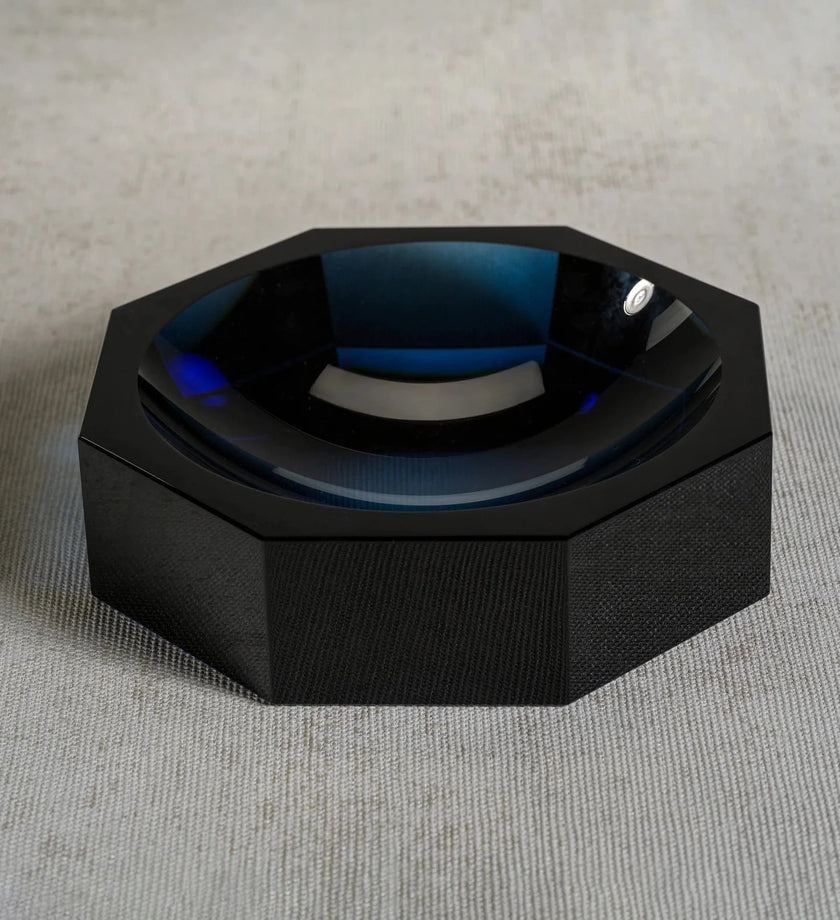 Glass Crystal Octagon Bowl - Deep Blue - secondary