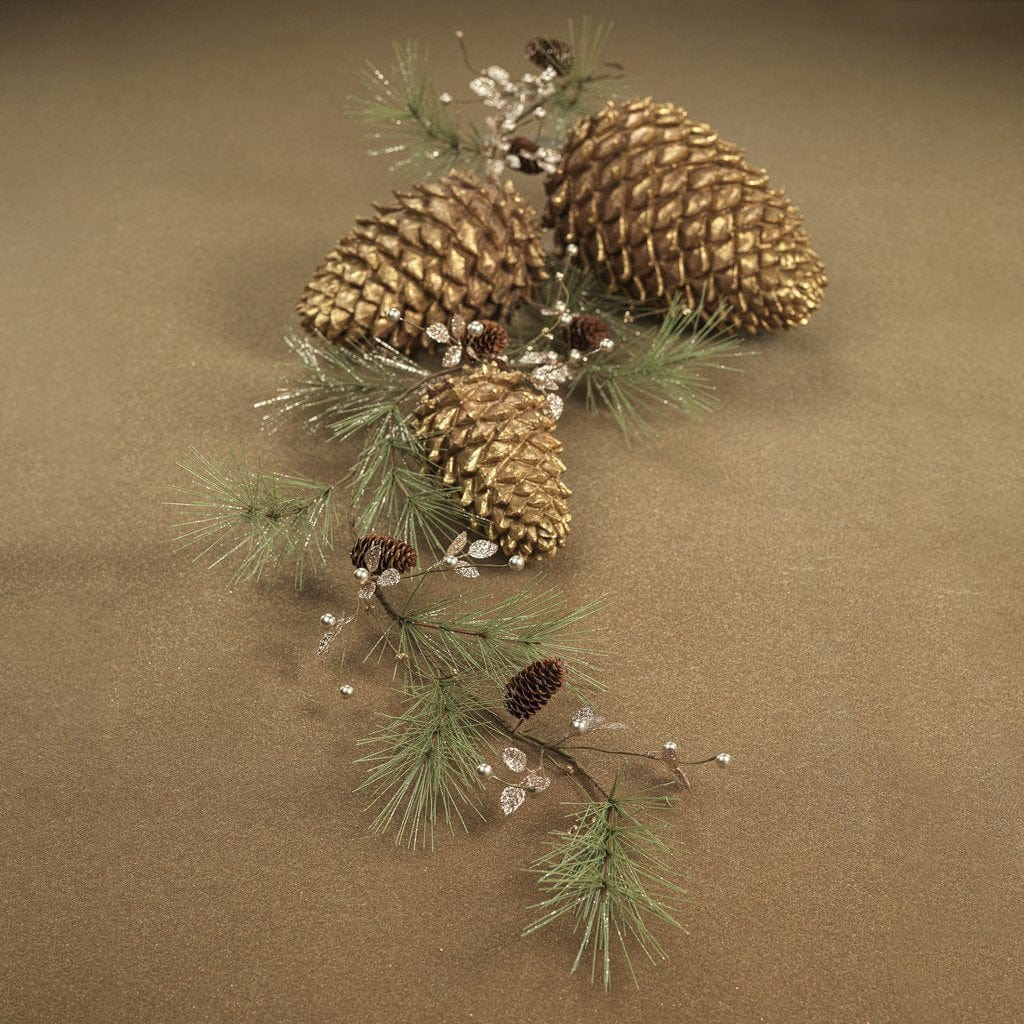 Zodax Glitter Branch Pine Cone Garland Seasonal & Holiday Decorations CH-6200