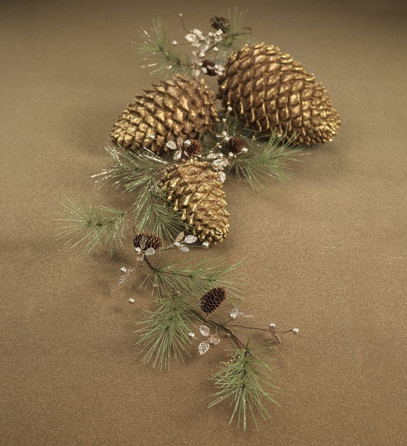 Needle Pine with Glitter Branches - Pine Cone Garland - secondary