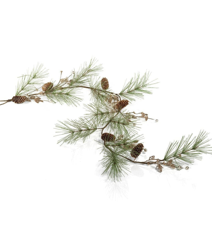 Needle Pine with Glitter Branches - Pine Cone Garland