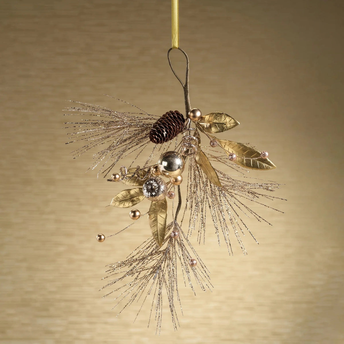 Zodax Golden Branch with Pine Cone and Ornament Holiday Ornaments CH-7615