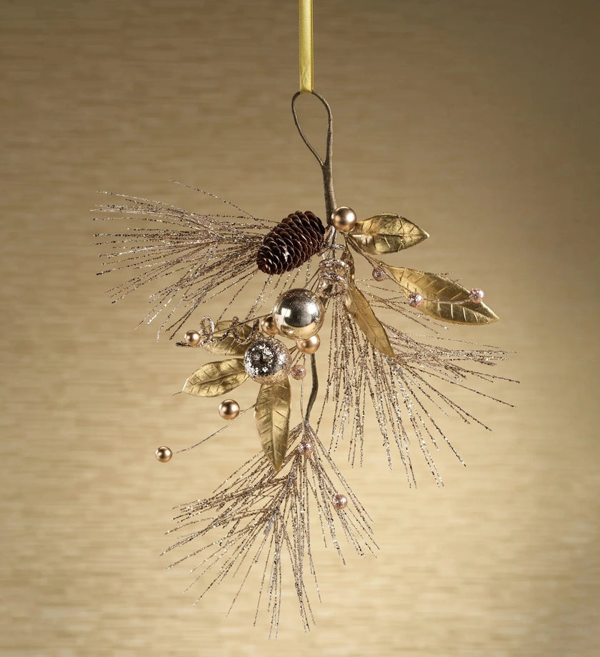 Golden Branch with Pine Cone and Ornament - secondary