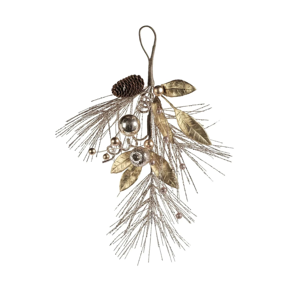 Zodax Golden Branch with Pine Cone and Ornament Holiday Ornaments CH-7615
