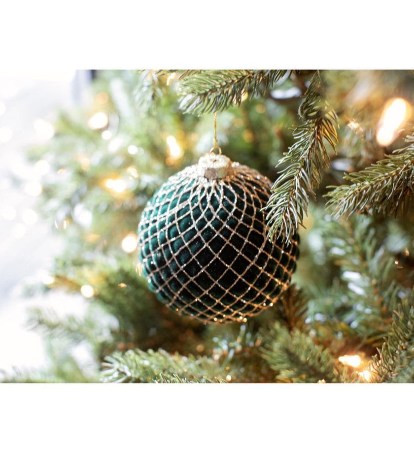 Green Flock with Gold Glass Ball Ornament - secondary