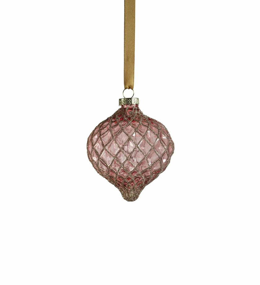 Harlequin Onion Shaped Glass Ornament