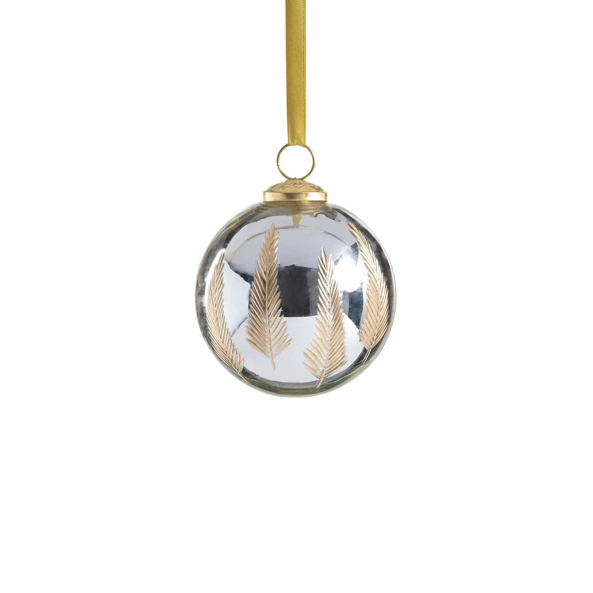Zodax Heritage Gold Leaf Mirrored Glass Ornament Holiday Ornaments IN-8001