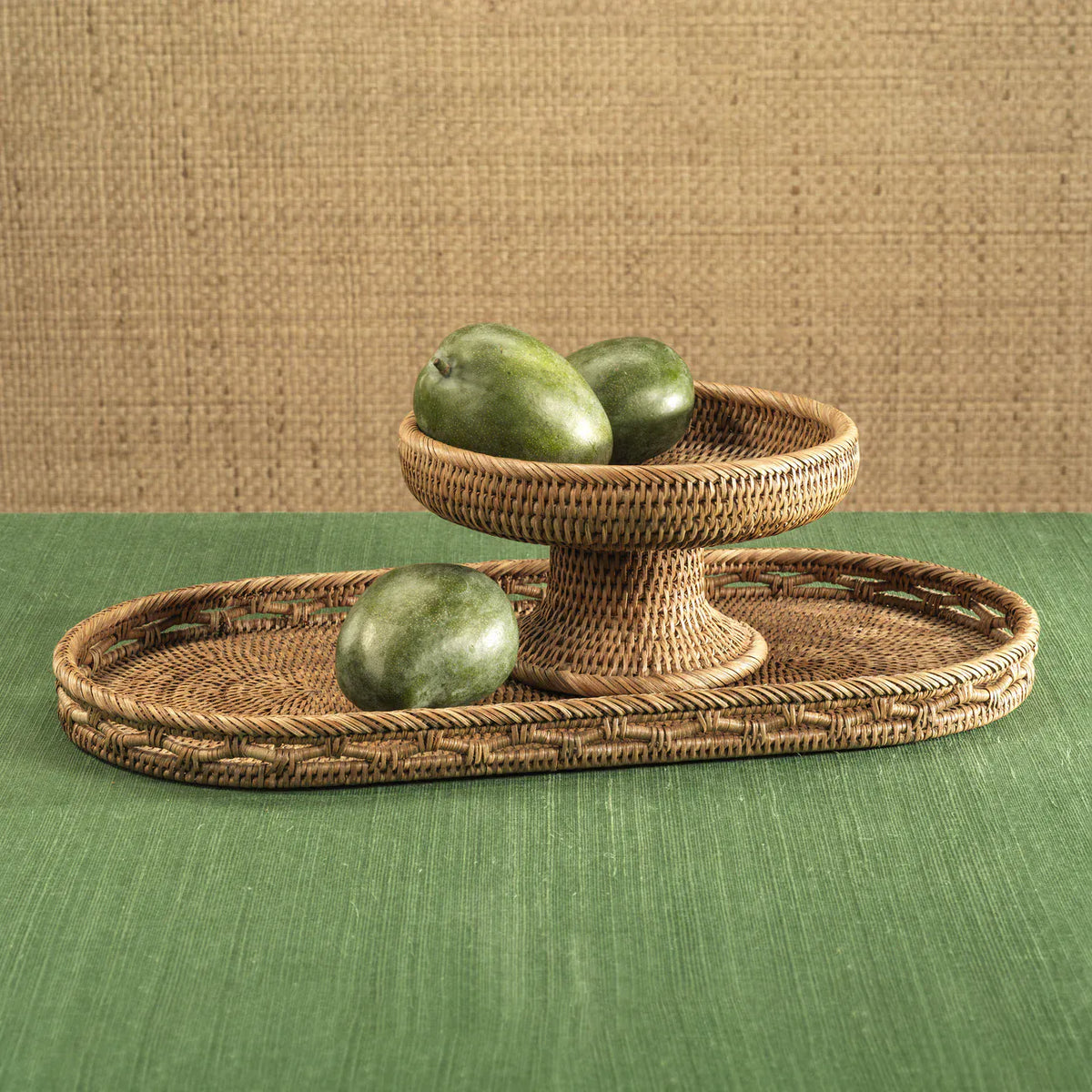 Zodax Heritage Weave Rattan Artistry Oval Serving Tray Serving Trays NCX-3136