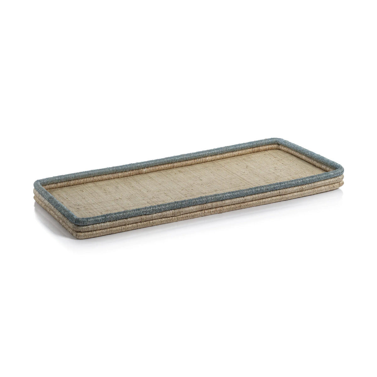 Zodax Large La Côte Coiled Rattan and Abaca Rectangular Serving Tray Serving Trays NC-735