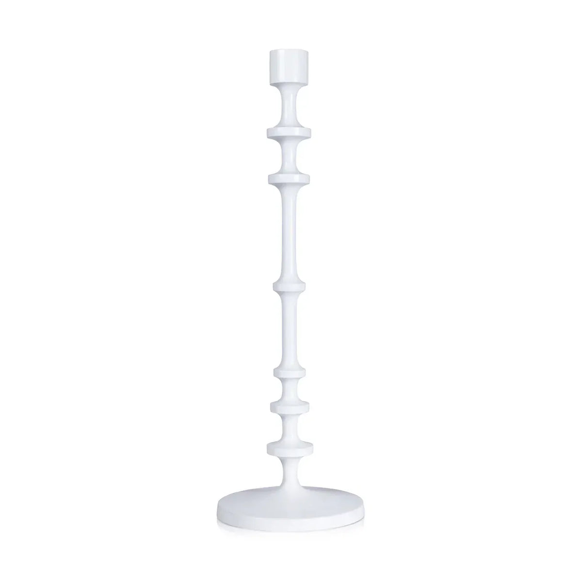 Zodax Large Lilou Matt White Alloy Taper Holder Candle Holders IN-8076