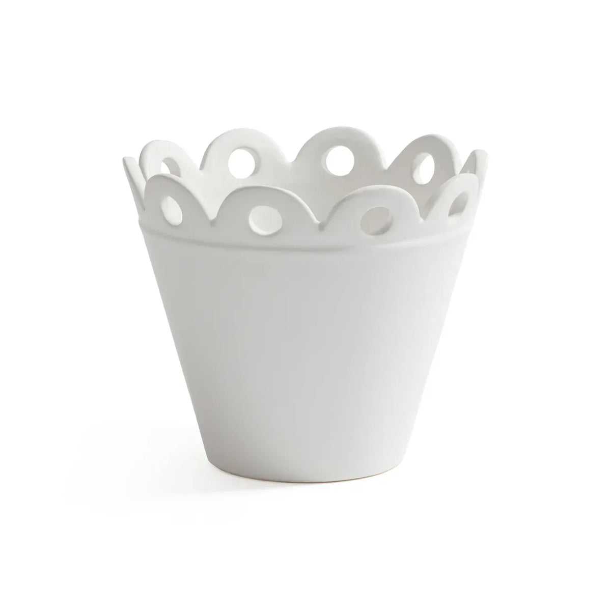 Zodax Large Petal Rim Flower Pot - White Pots & Planters CH-8245