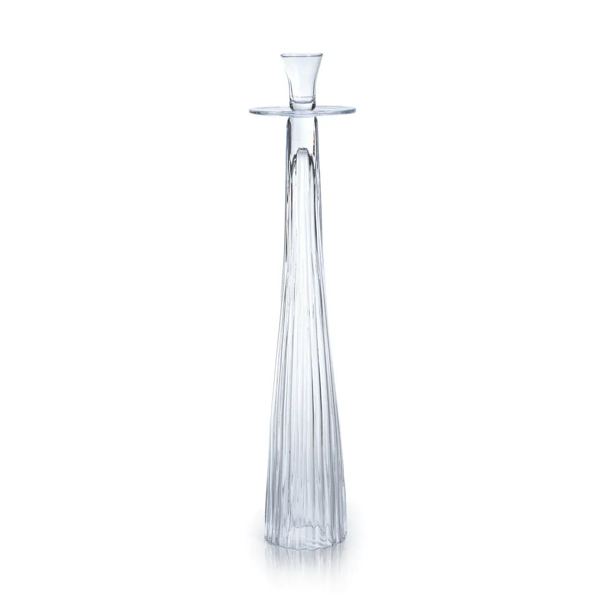 Zodax Large Tall Ribbed Glass Taper Holder - Clear Candle Holders POL-1260
