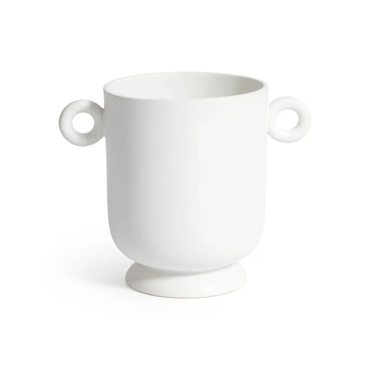 Zodax Large White Ceramic Planter / Vase with Loop Handles Pots & Planters CH-8252