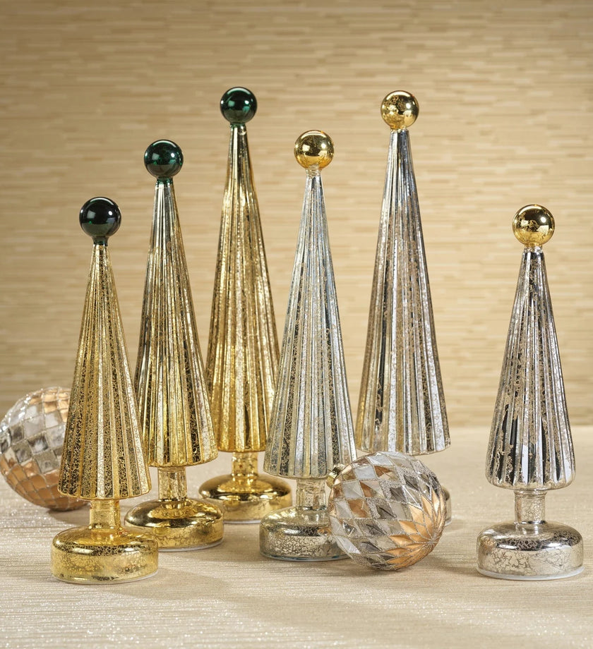 LED Tree with Globe Finial - Gold with Green - secondary