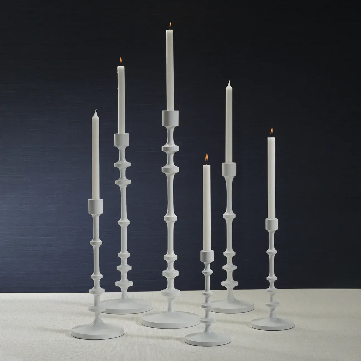 Zodax Lilou Matt White Alloy Taper Holder Candle Holders
