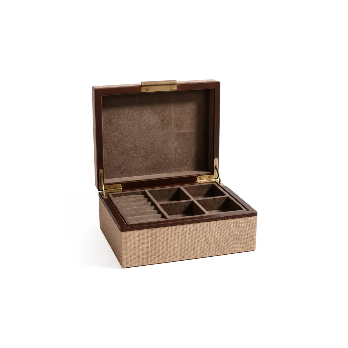 Zodax Linea Raffia with Leather Trim Jewelry Box Jewelry Box IN-8460