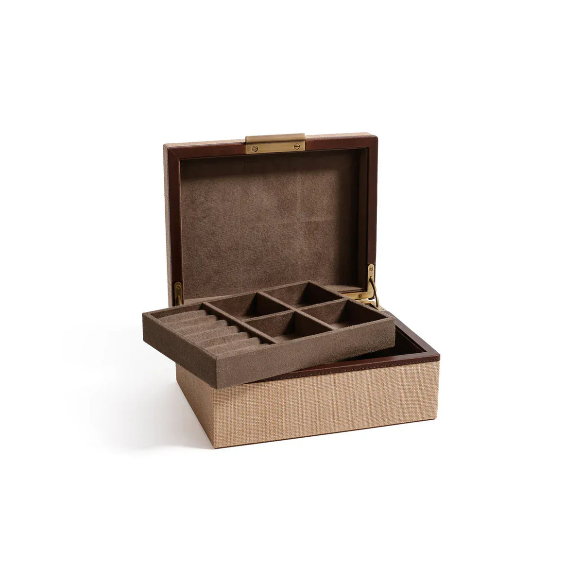 Zodax Linea Raffia with Leather Trim Jewelry Box Jewelry Box IN-8460