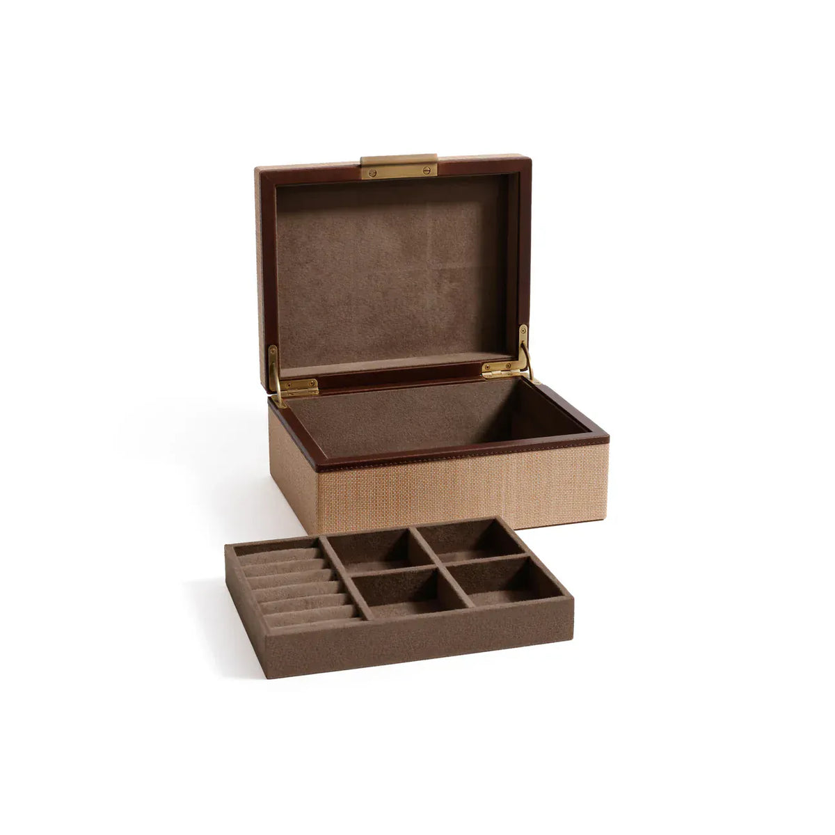 Zodax Linea Raffia with Leather Trim Jewelry Box Jewelry Box IN-8460