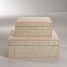 Zodax Lulu Raffia Box with Pink Leather Trim Accent Boxes