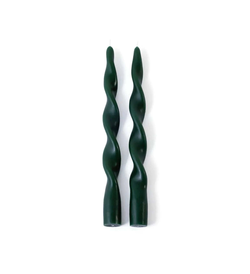 Lumière Twist Formal Candles - Alpine Green