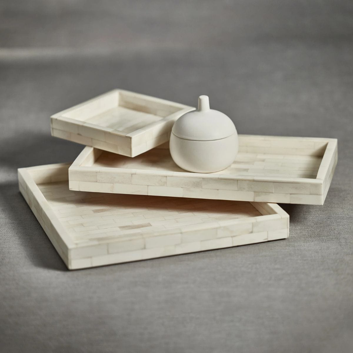 Zodax Maha White Bone Inlay Tray Decorative Trays IN-7259