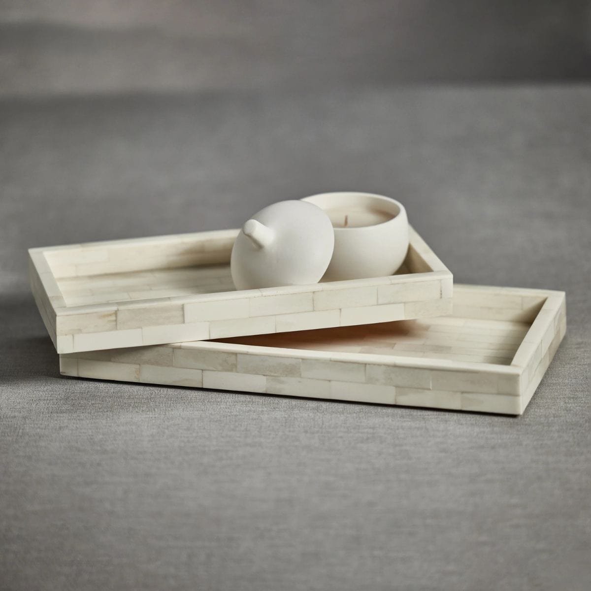 Zodax Maha White Bone Inlay Tray Decorative Trays IN-7259
