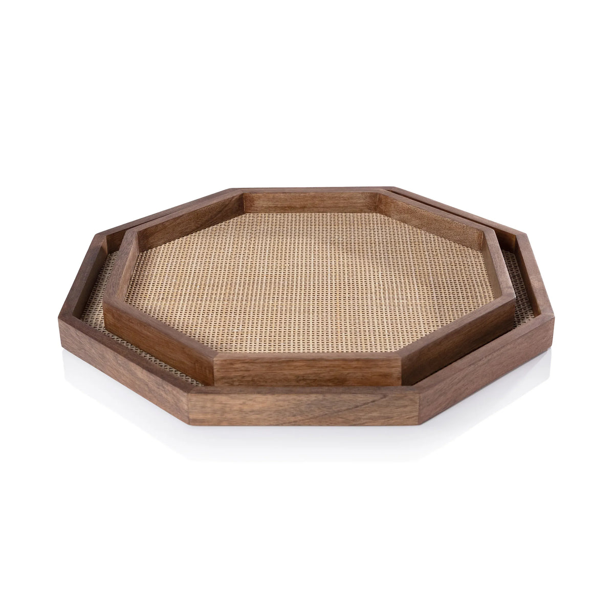 Zodax Mango Wood with Rattan Inlay Octagonal Tray Tray