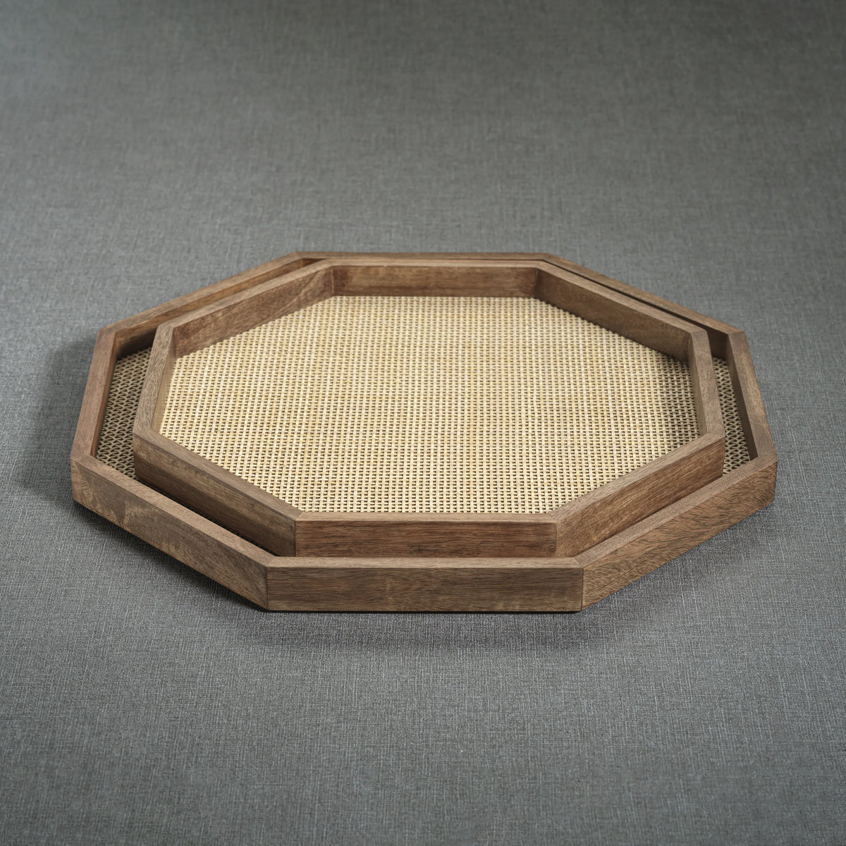 Zodax Mango Wood with Rattan Inlay Octagonal Tray Tray