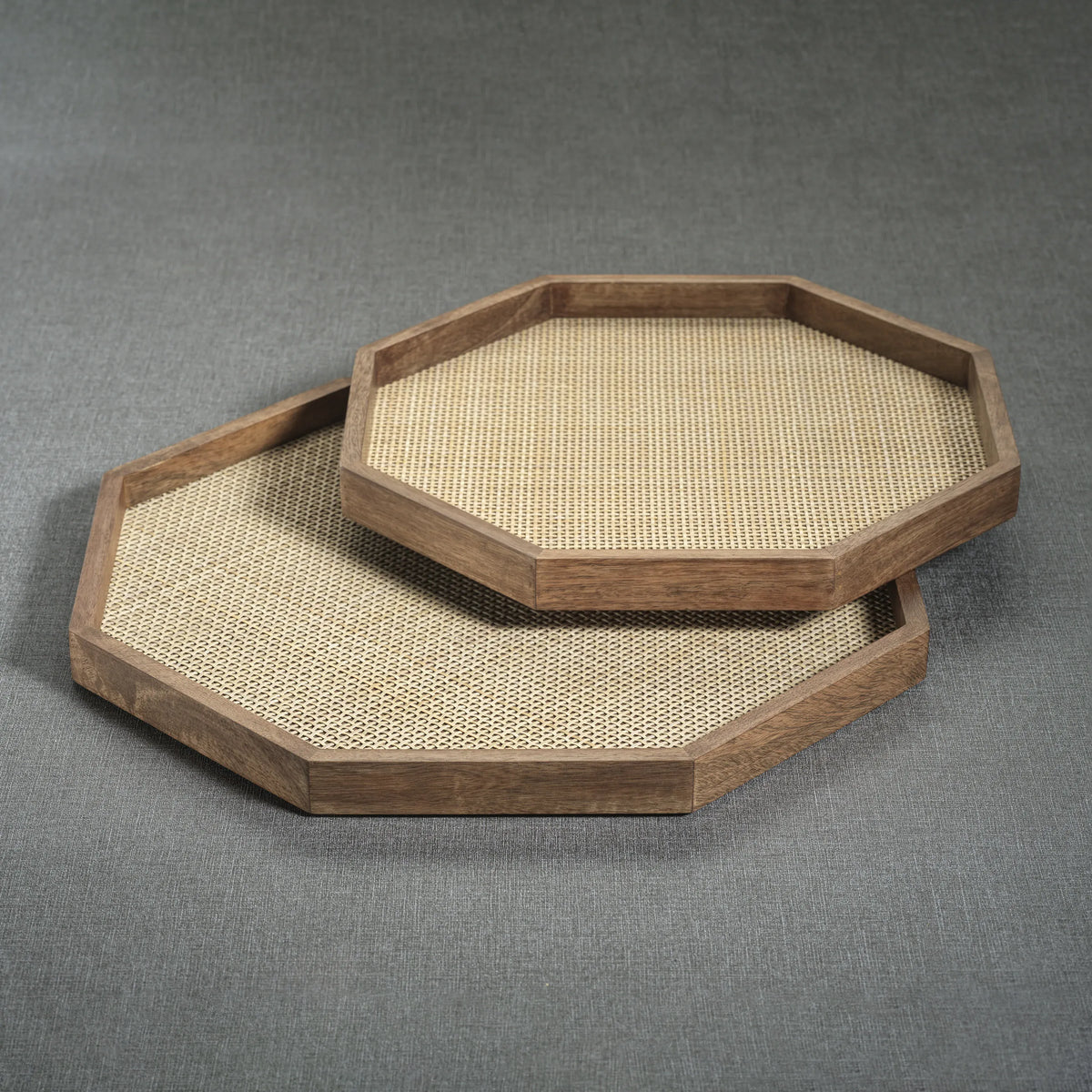 Zodax Mango Wood with Rattan Inlay Octagonal Tray Tray