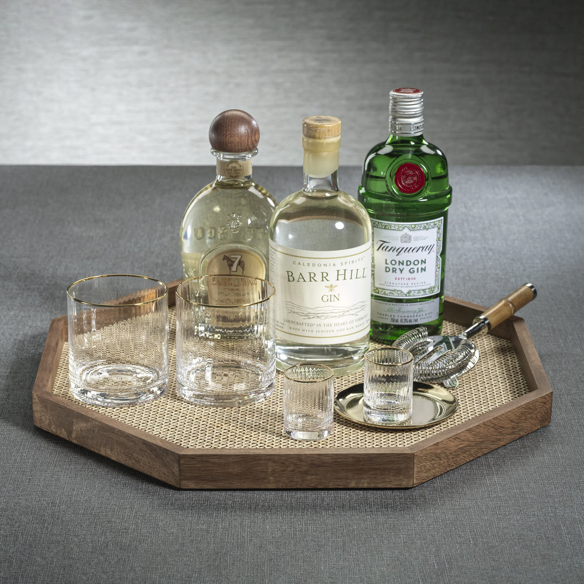 Zodax Mango Wood with Rattan Inlay Octagonal Tray Tray