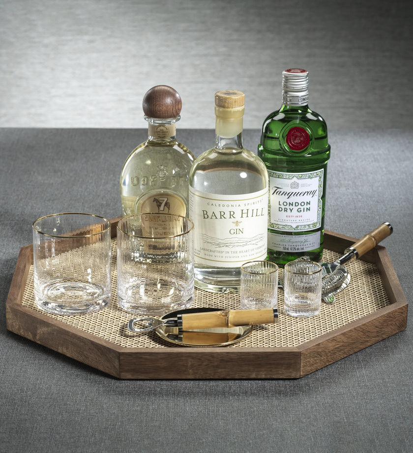 Mango Wood with Rattan Inlay Octagonal Tray - secondary