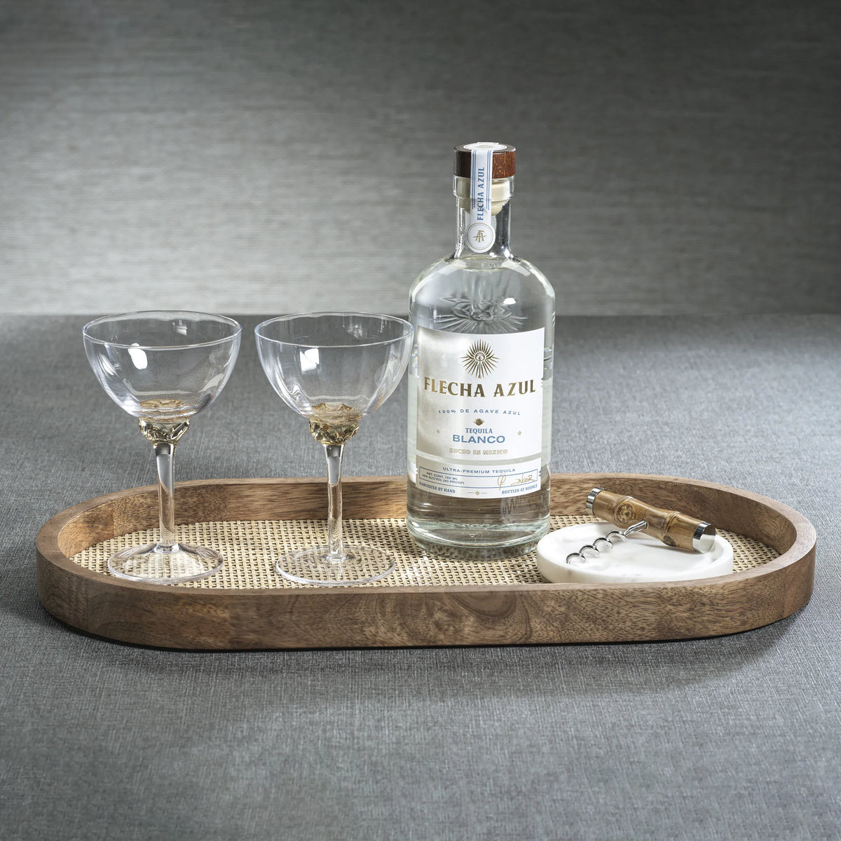 Zodax Mango Wood with Rattan Inlay Oval Tray Tray