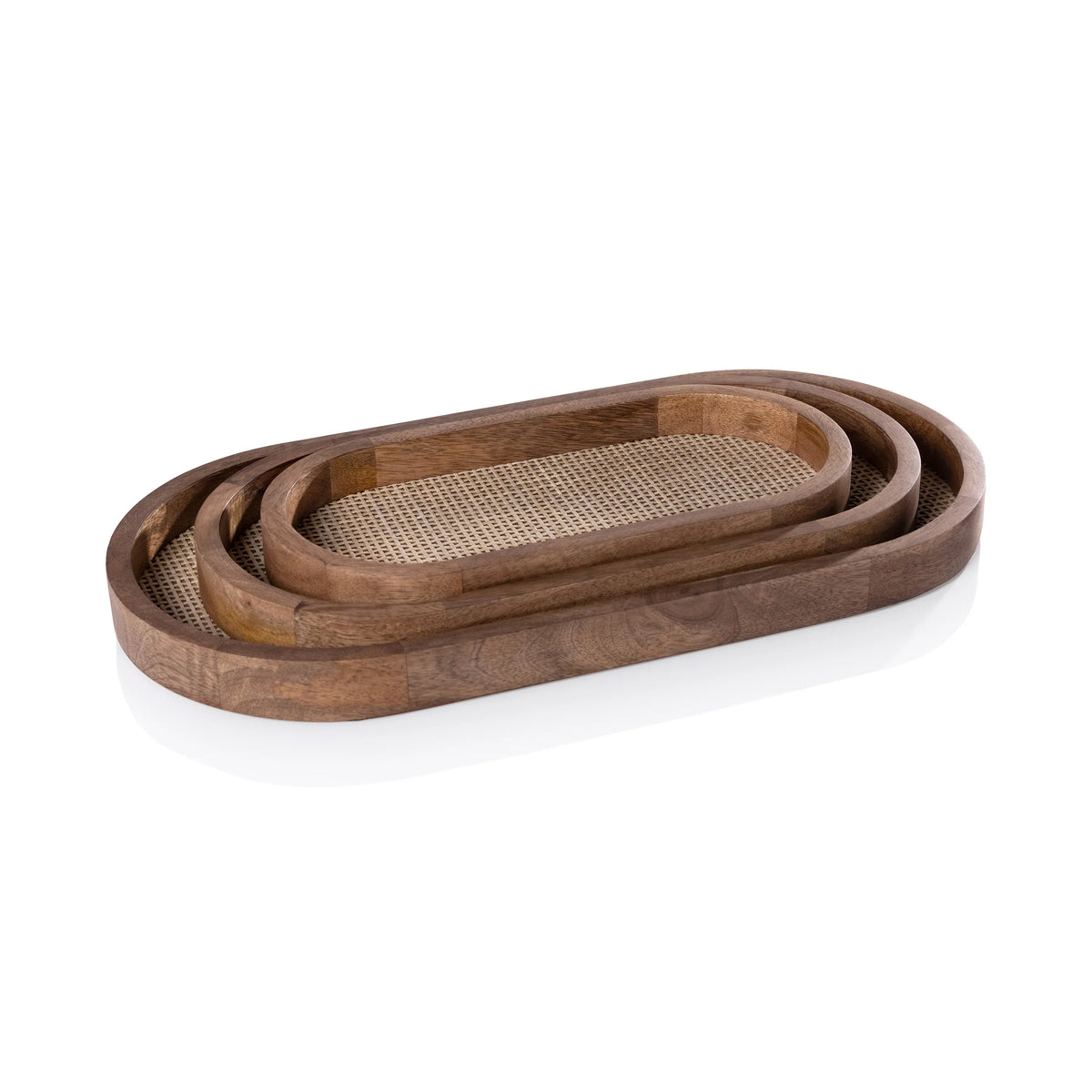 Zodax Mango Wood with Rattan Inlay Oval Tray Tray