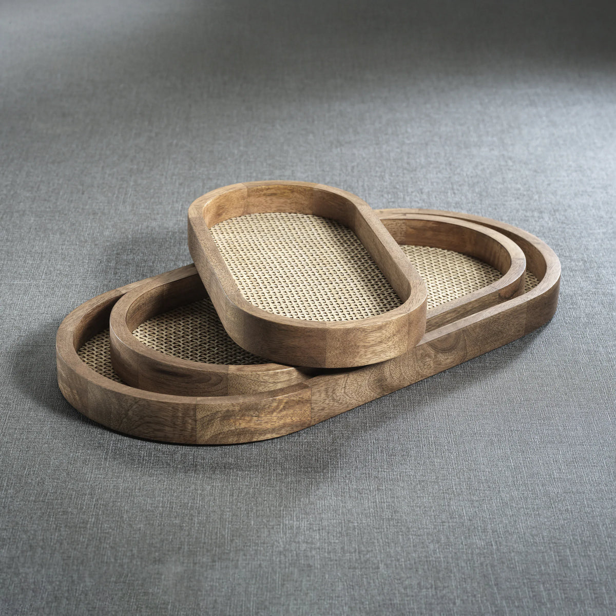 Zodax Mango Wood with Rattan Inlay Oval Tray Tray