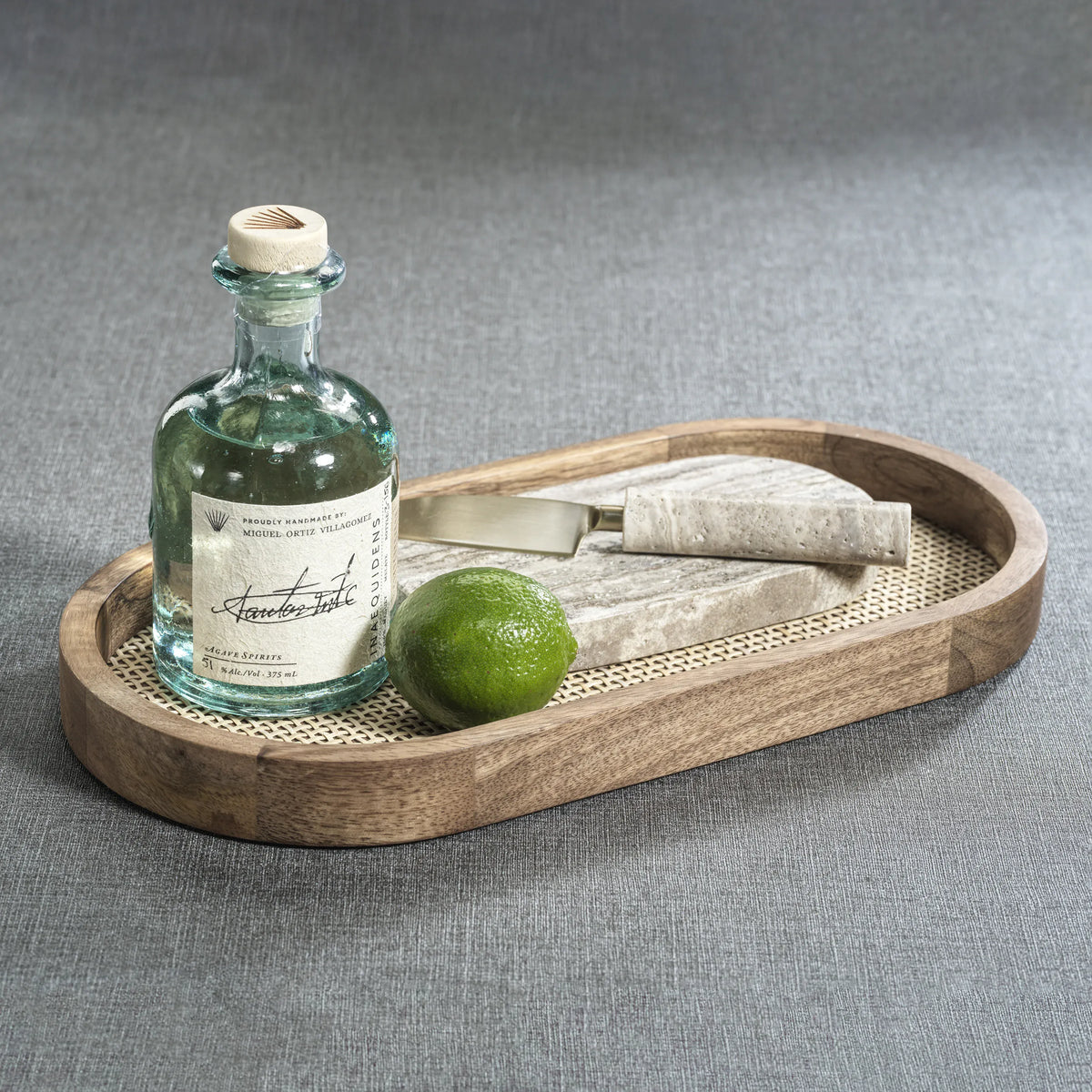 Zodax Mango Wood with Rattan Inlay Oval Tray Tray