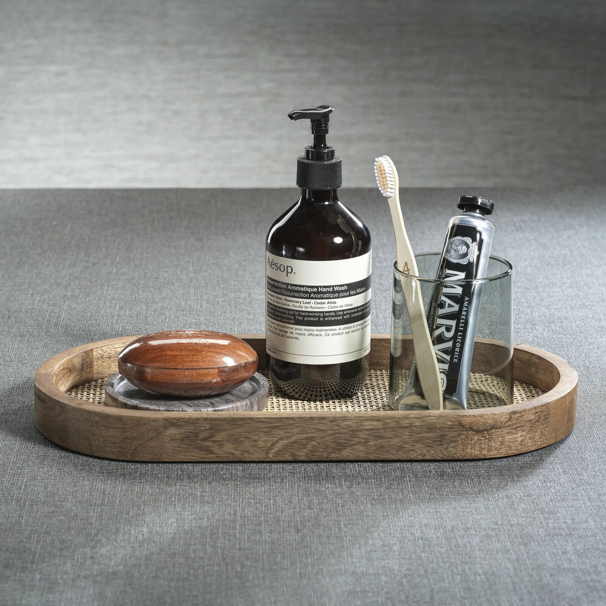 Zodax Mango Wood with Rattan Inlay Oval Tray Tray