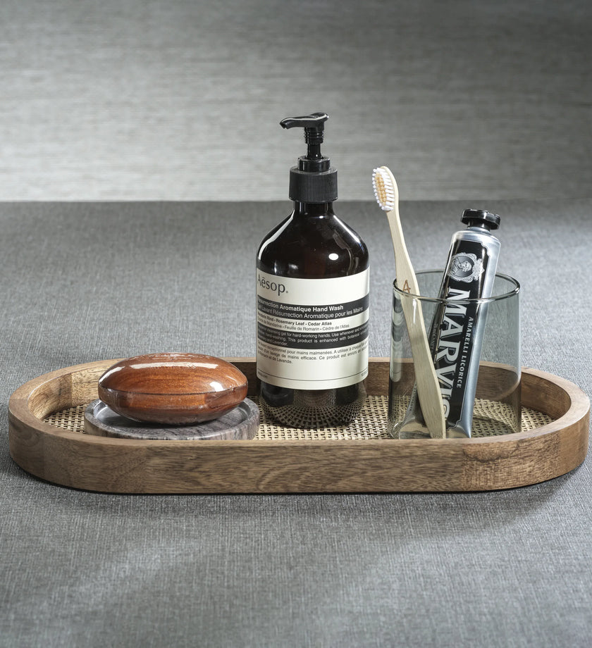 Mango Wood with Rattan Inlay Oval Tray - secondary